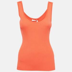 Zimmermann Orange Rib Knit Scoop Neck Tank Top M
