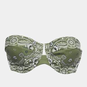 Zimmermann Green Paisley Print Underwired Bandeau Bikini Top L