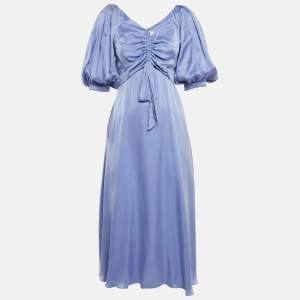 Zimmermann Purple Satin Silk Ruched Midi Dress S