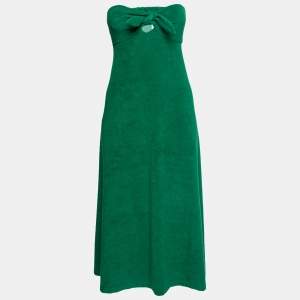 Pre Owned Zimmermann Green Terry Cotton Teddy Bandeau Detail Dress L