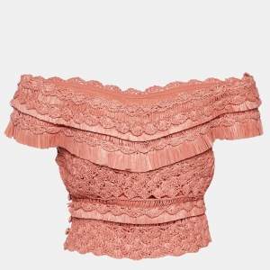 Zimmermann Antique Rose Raffia Postcard Crop Top XL