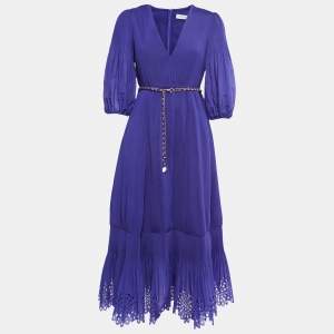 Zimmermann Purple Plisse Taffeta Midi Dress M