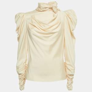 Zimmermann Beige Jersey Ruched Scarf Blouse L