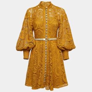 Zimmermann Yellow Paisley Lace Anneke Mini Dress M