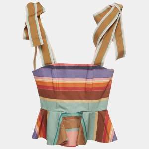 Zimmermann Multicolor Printed Cotton Peplum Top S