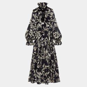 Pre Owned Zimmermann Black Burnout Silk Maxi Dress S