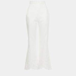 Zimmermann White Linen Scalloped Pants M (2)