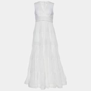 Zimmermann White Plisse Organdy Sleeveless Long Dress M