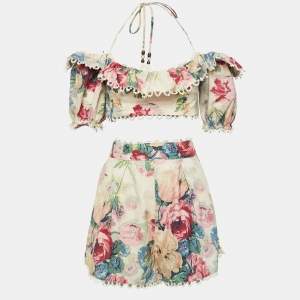 Zimmermann Beige Floral Print Skirt & Top Set M