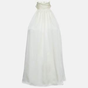 Zimmermann Off-White Satin Tie-Up Neck Sleeveless Blouse M