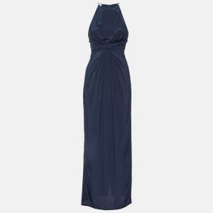 Zimmermann Midnight Blue Silk Halter Neck Maxi Dress S