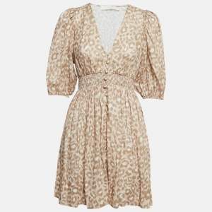 Zimmermann Pink Animal Print Button Front Mini Dress S