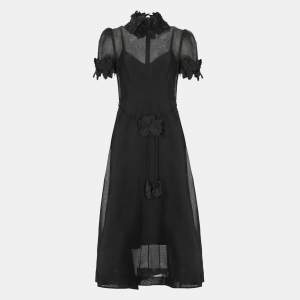 Zimmermann Black Flower Applique Linin Midi Dress M