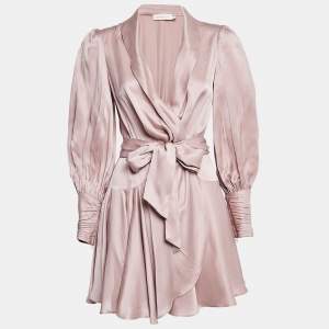 Zimmermann Pink Silk Wrap-Up Mini Dress XS