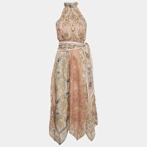 Zimmermann Multicolor Printed Cotton Halter Neck Maxi Dress M