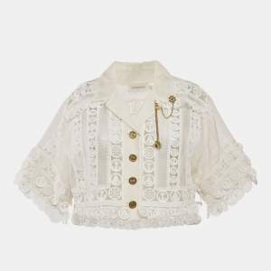 Zimmermann White Linen High Tide Nautical Cropped Jacket M
