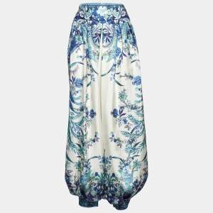 Zimmermann Blue Floral Print Silk Glassy Harem Pants L 