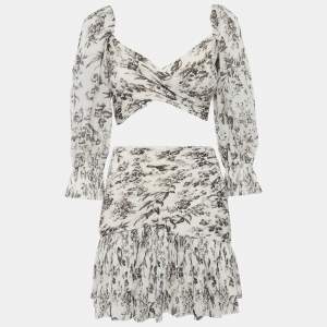 Zimmermann Light Beige Printed Plisse Top and Skirt Set S