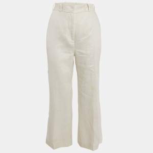 Zimmermann Off White Linen Straight Leg Trousers S