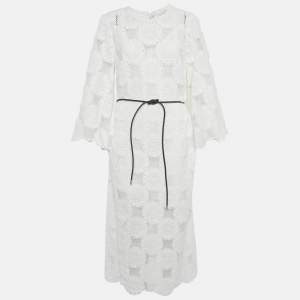 Zimmermann White Patterned Crochet Junie Midi Dress L