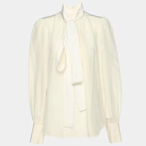 Zimmermann Cream Silk Neck Top M