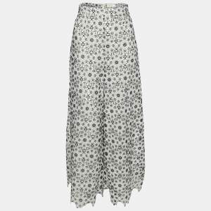 Zimmermann Black/White Empire Guipure Lace Wide Leg Pants L