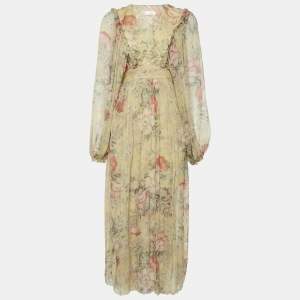 Zimmermann Yellow Floral Silk Maxi Wrap Dress M