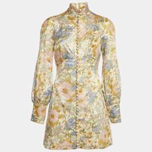 Zimmermann Multicolor Lurex Cotton Blend Long Sleeve Mini Dress S