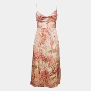 Zimmermann Pink Floral Print Organza Silk Midi Dress M