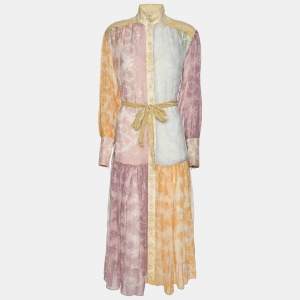 Zimmermann Multicolor Crinkle Silk Georgette Dancer Lantern Midi Dress XS