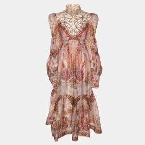 Pre Owned Zimmermann Multicolor Linen Blend Kaleidoscope Maxi Dress S