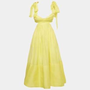 Zimmermann Yellow Linen Blend Botanica Bralette Gown S