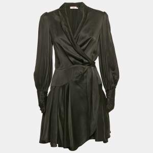 Pre Owned Zimmermann Black Silk Wrap Mini Dress S