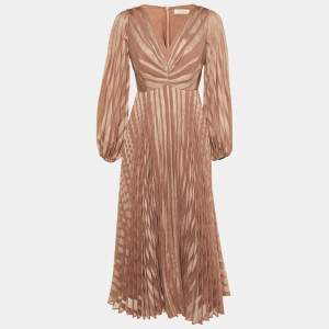 Zimmermann Ballet Pink Burnout Sunray Pleated Midi Dress M