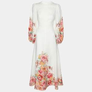 Zimmermann White Floral Print Linen Maxi Dress XS