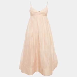Zimmermann Pink Linen Blend Midi Dress S