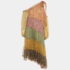 Zimmermann Multicolor Floral Print Silk Paneled Carnaby Midi Dress L