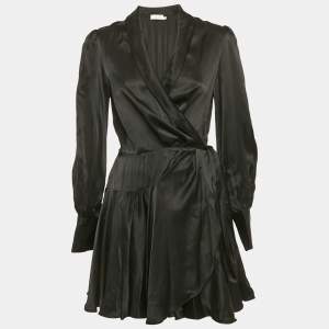 Zimmermann Black Silk Mini Wrap Dress 