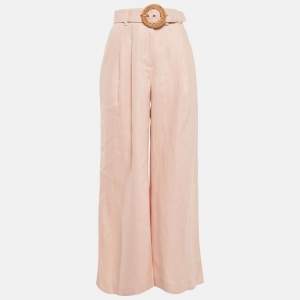 Zimmermann Pink Linen Belted Flared Trousers M