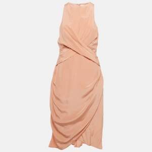 Zimmermann Pink Silk Drape Detail Midi Dress M