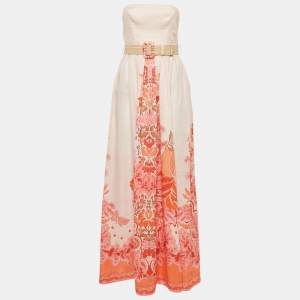 Zimmermann Pink Floral Print Strapless Maxi Dress S
