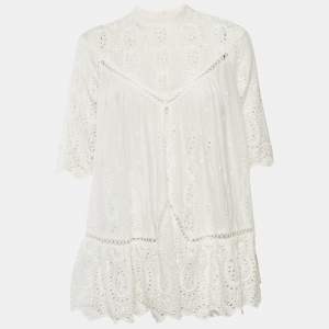 Pre Owned Zimmermann White Cotton Broderie Anglaise A-Line Dress M