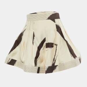 Zimmermann Cream Printed Silk Pleated Shorts M