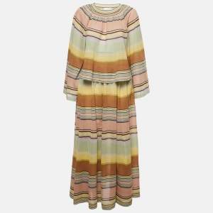 Zimmermann Multicolor Striped Circle Knit Skirt & Top Set L