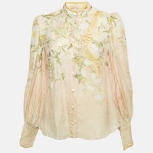Zimmermann Cream Printed Linen & Silk Top S