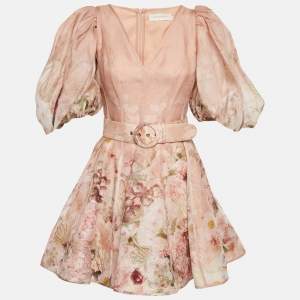 Zimmermann Pink Floral Print Silk Blend Mini Dress M 