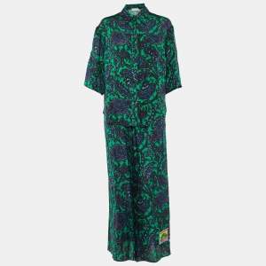 Zimmermann Green Paisley Print Silk Tiggy Shirt & Pants Set M