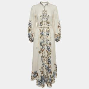 Pre Owned Zimmermann Beige Printed Linen Aliane Maxi Dress M