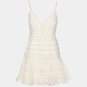 Pre Owned Zimmermann White Lace Paneled Mini Dress XS