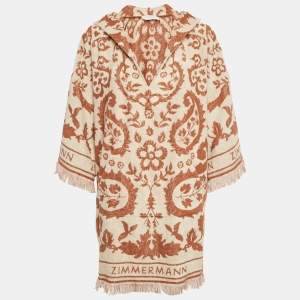 Pre Owned Zimmermann Brown Terry Wylie Hooded Toweling Dress L